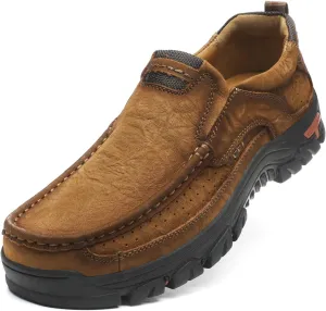 Mens Casual Shoes Slip On Leather Loafers Non Slip Walking Breathable Handmade Sneaker for Dress Driving Business Working Office