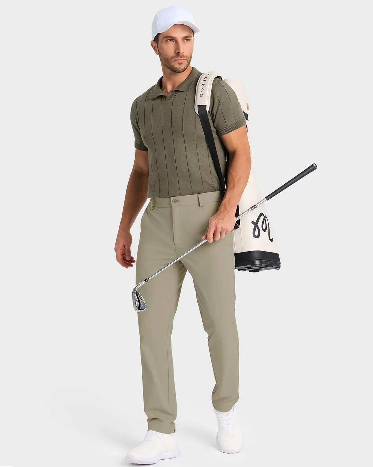 Mens Classic Fit Golf Pants Stretch Work Dress Pants 30''/32''/34'' Lightweight Casual Pants with Pockets