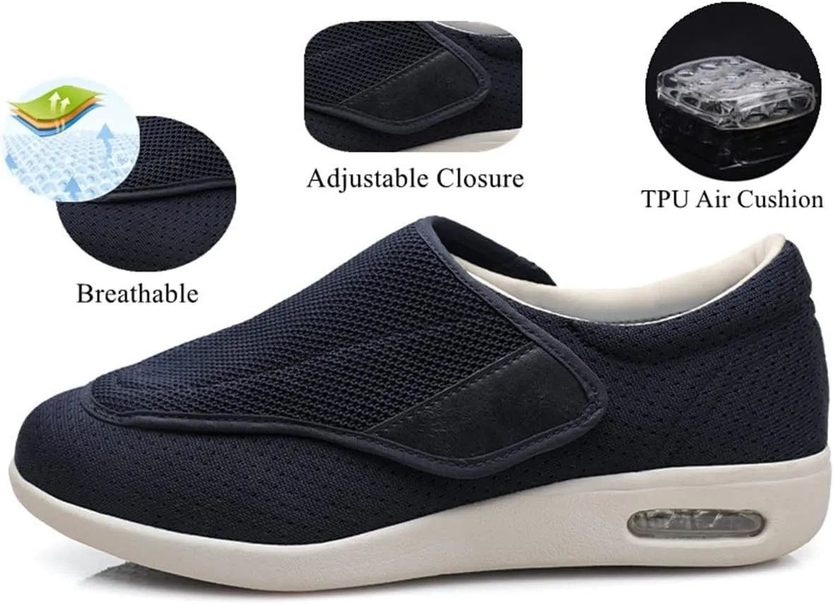 Men's Diabetic Shoes,Wide Width Shoes with Adjust Closure Shoes for Elderly Diabetic Pain Relief Swollen Feet