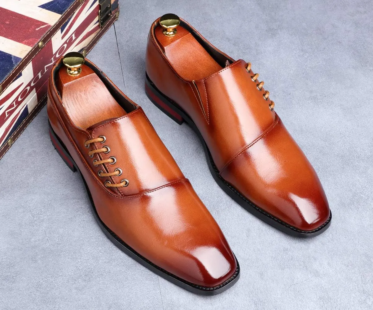 Mens Dress Shoes Slip On Loafers Moccasins for Men Leather Lace up Smoking Slipper Vintage Prom Wedding Shoes