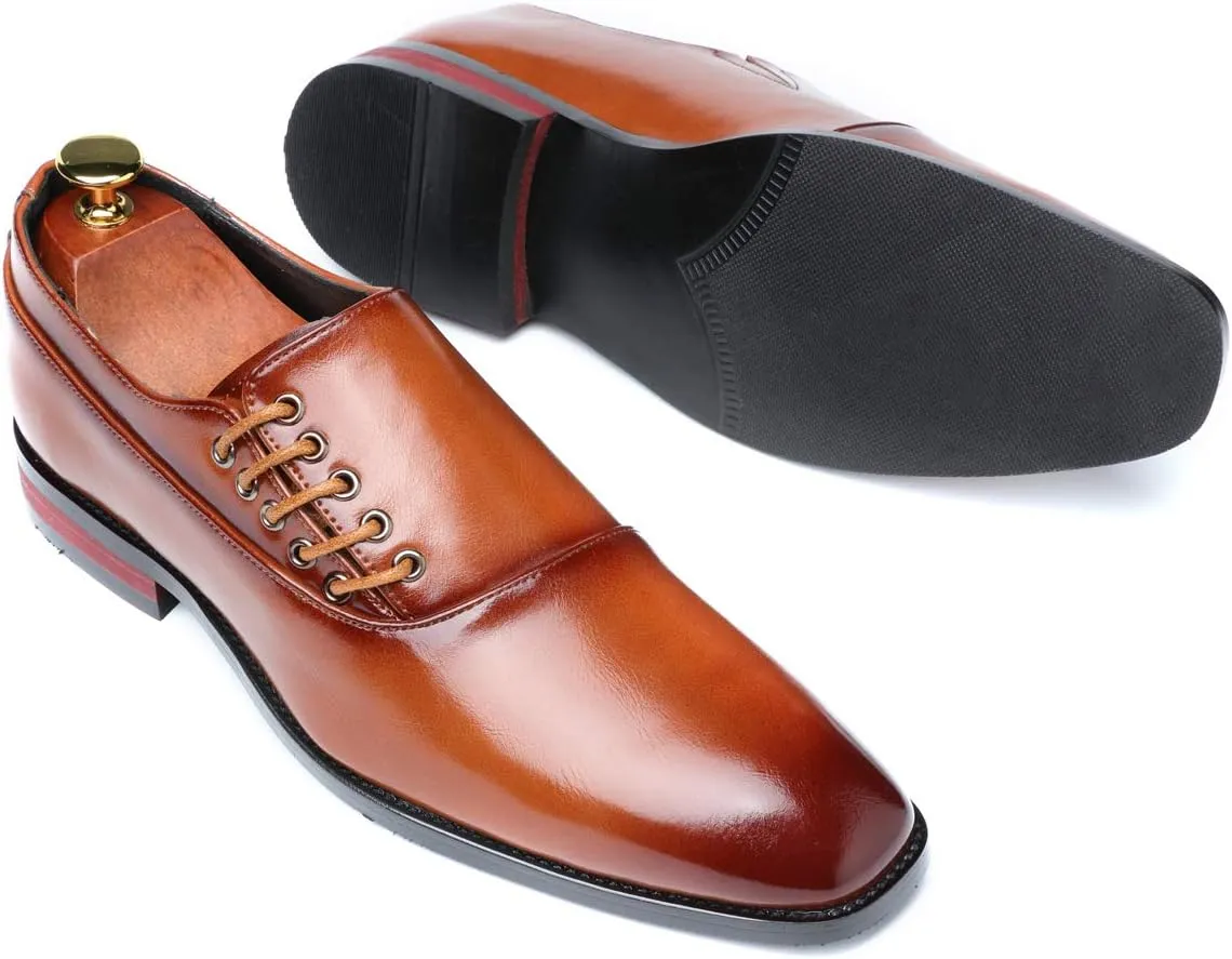 Mens Dress Shoes Slip On Loafers Moccasins for Men Leather Lace up Smoking Slipper Vintage Prom Wedding Shoes