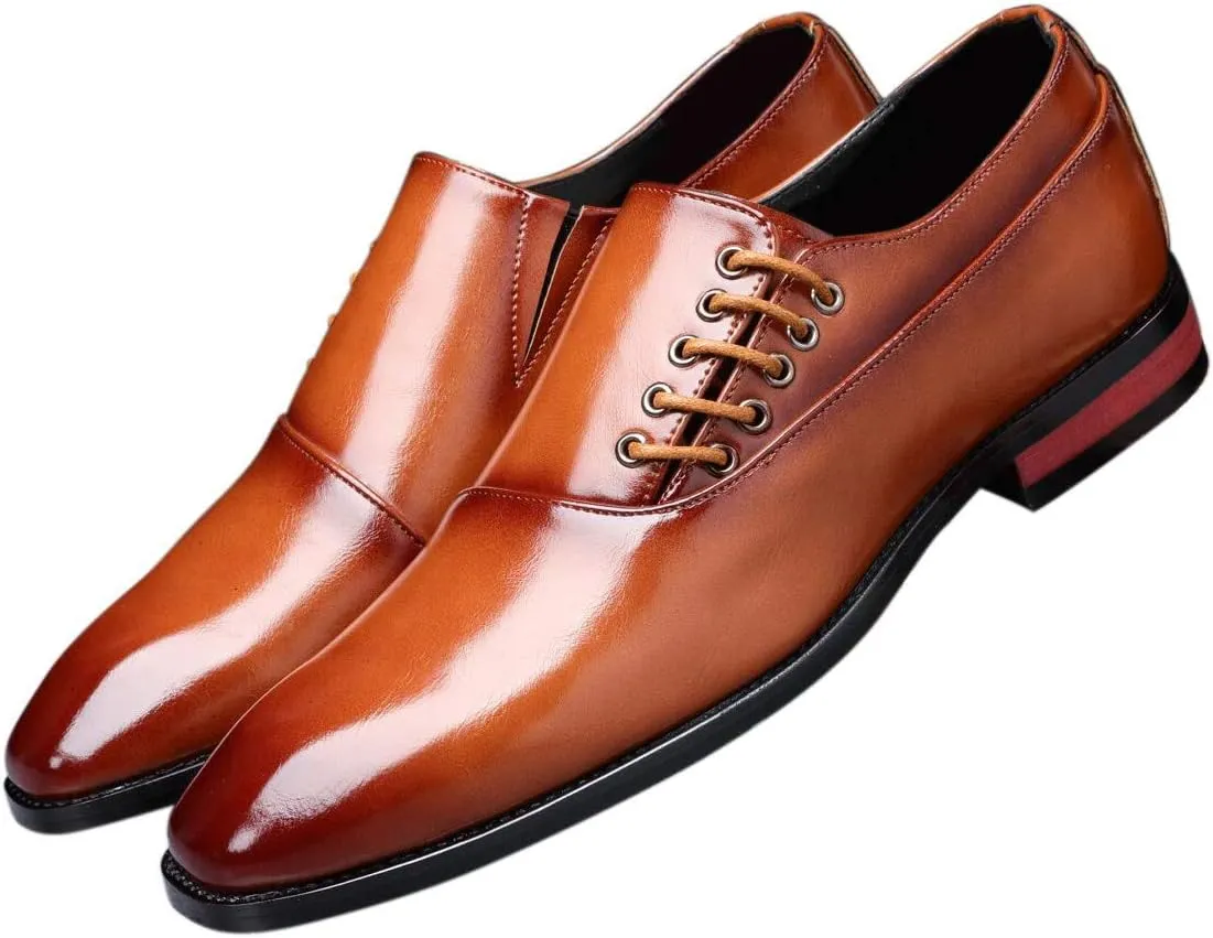Mens Dress Shoes Slip On Loafers Moccasins for Men Leather Lace up Smoking Slipper Vintage Prom Wedding Shoes