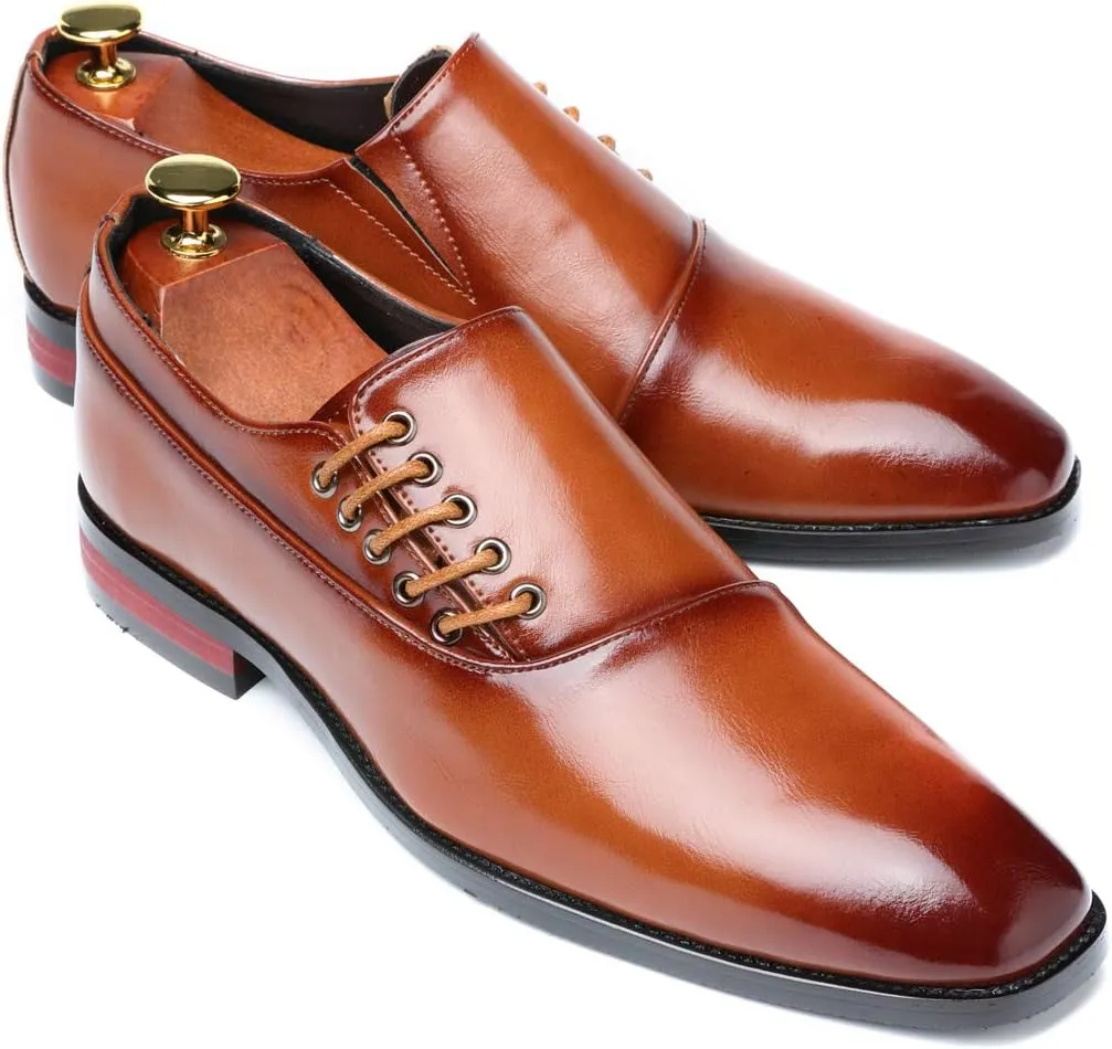 Mens Dress Shoes Slip On Loafers Moccasins for Men Leather Lace up Smoking Slipper Vintage Prom Wedding Shoes