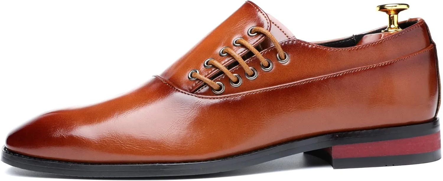 Mens Dress Shoes Slip On Loafers Moccasins for Men Leather Lace up Smoking Slipper Vintage Prom Wedding Shoes