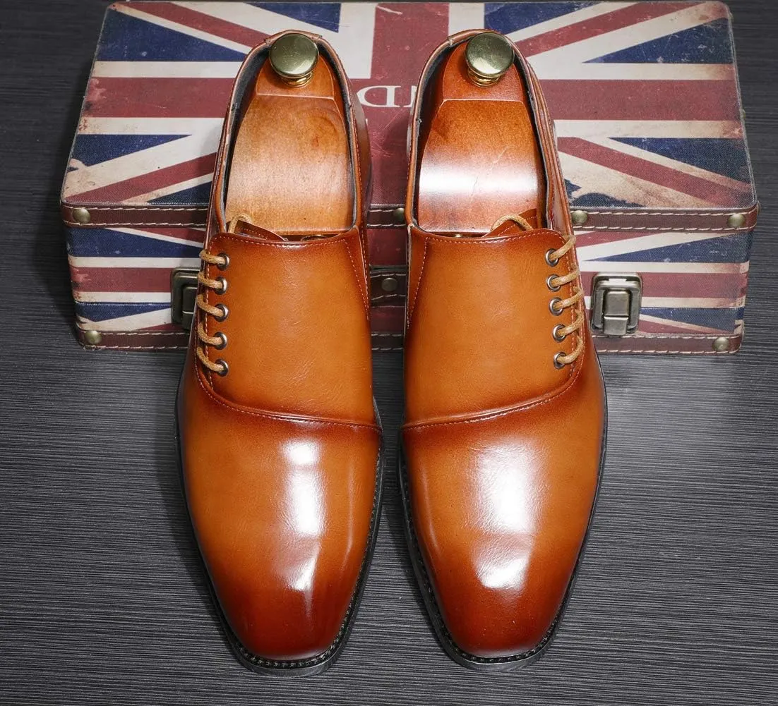 Mens Dress Shoes Slip On Loafers Moccasins for Men Leather Lace up Smoking Slipper Vintage Prom Wedding Shoes