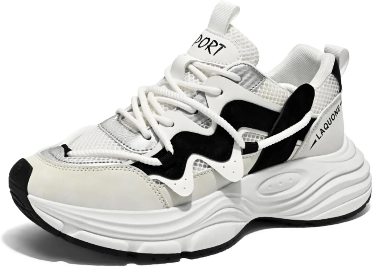 Men's Fashion Lace-Up Chunky Sneakers Lightweight Non Slip Platform Walking Running Driving Casual Sport Shoes