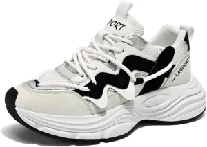 Men's Fashion Lace-Up Chunky Sneakers Lightweight Non Slip Platform Walking Running Driving Casual Sport Shoes