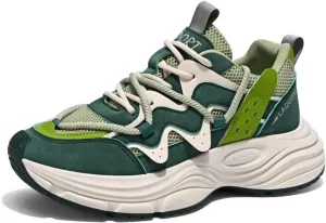 Men's Fashion Lace-Up Chunky Sneakers Lightweight Non Slip Platform Walking Running Driving Casual Sport Shoes
