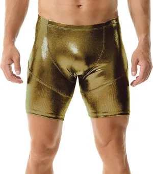 Mens Faux Leather Boxer Shorts Wet Look Flat Front Shorts Slim Short Pants Clubwear