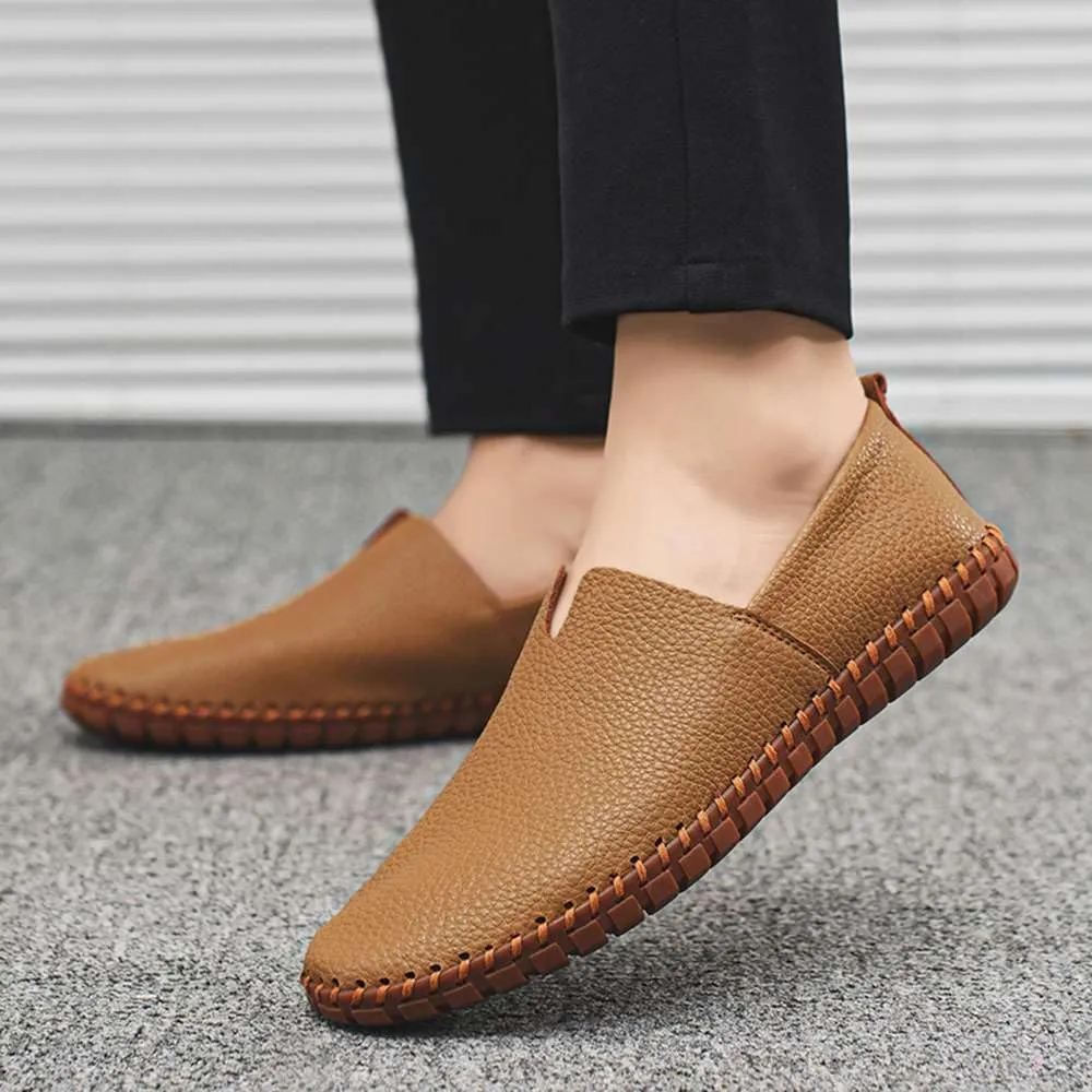 Men's Genuine Leather Loafer Shoes Slip On Soft Walking Driving Shoes