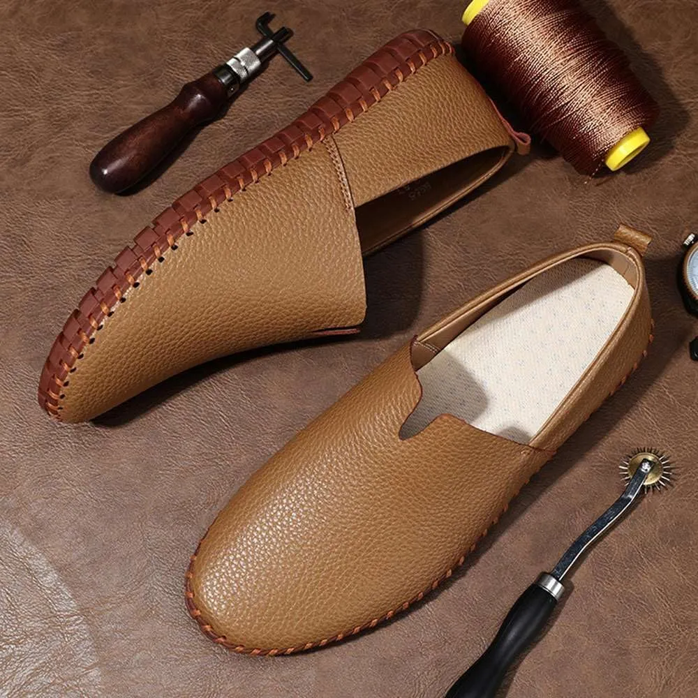 Men's Genuine Leather Loafer Shoes Slip On Soft Walking Driving Shoes