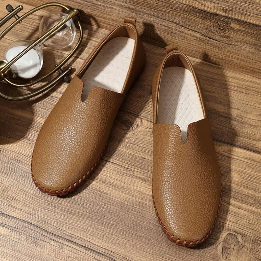 Men's Genuine Leather Loafer Shoes Slip On Soft Walking Driving Shoes