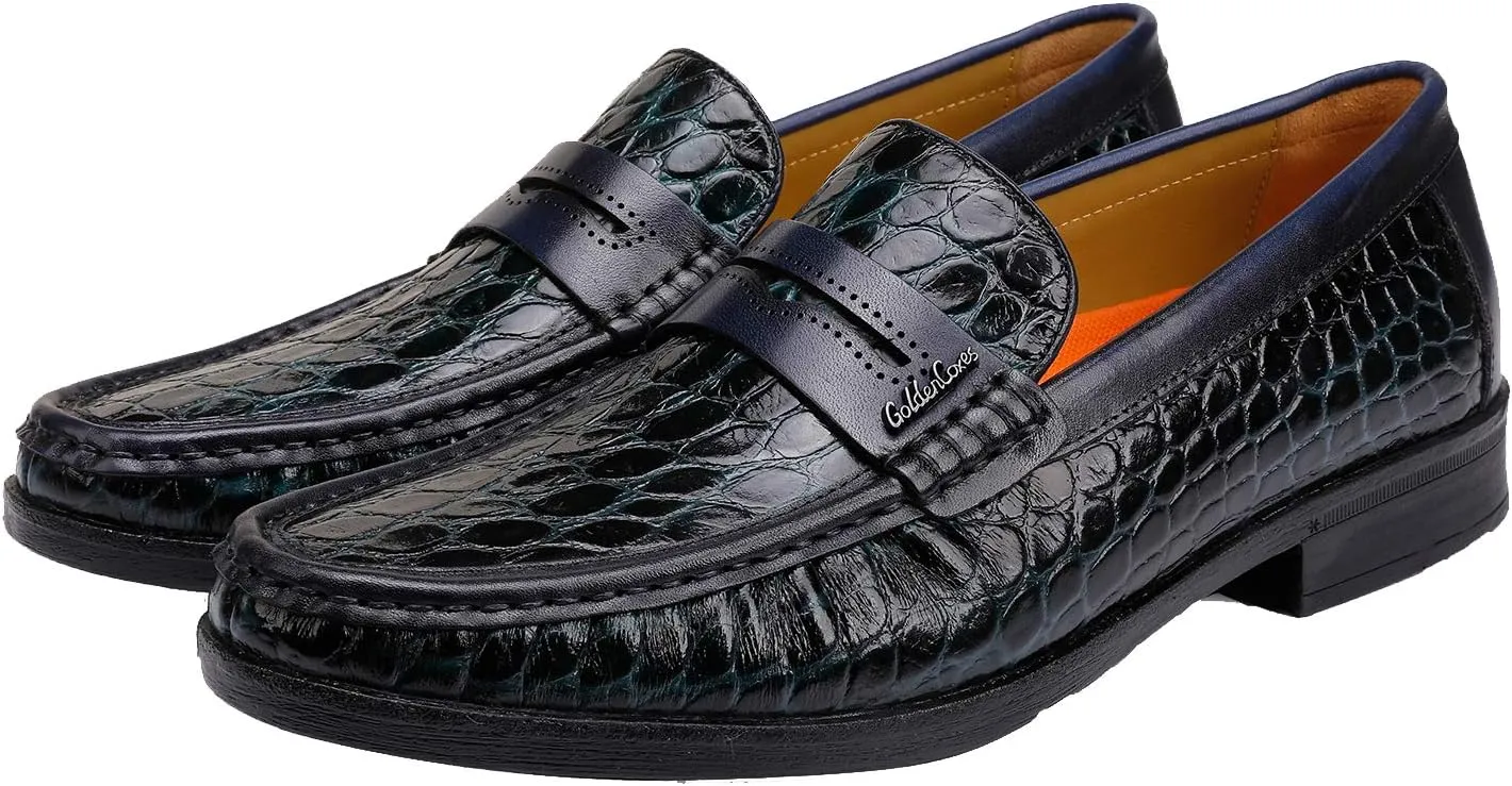 Mens Genuine Leather Slip On Loafers Comfortable Casual Driving Moccasins Brathable Loafer Dress Shoes…