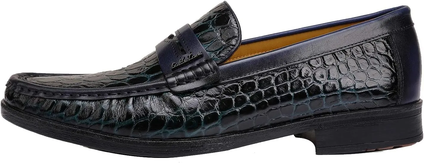 Mens Genuine Leather Slip On Loafers Comfortable Casual Driving Moccasins Brathable Loafer Dress Shoes…