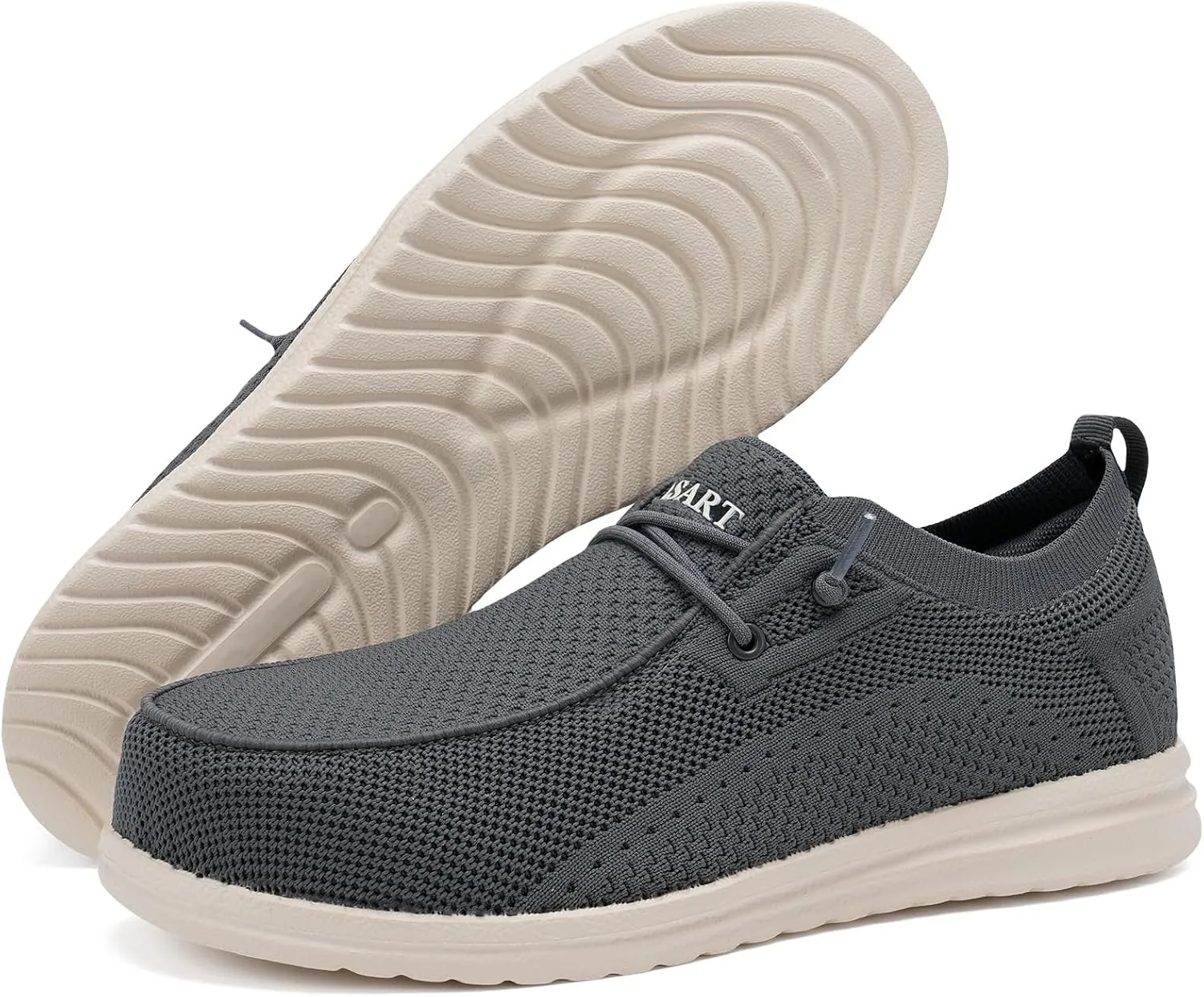 Men's Grey Steel Toe Loafers, Work Safety Shoes, Slip-On, Comfortable, Non-Slip, Breathable, Lightweight