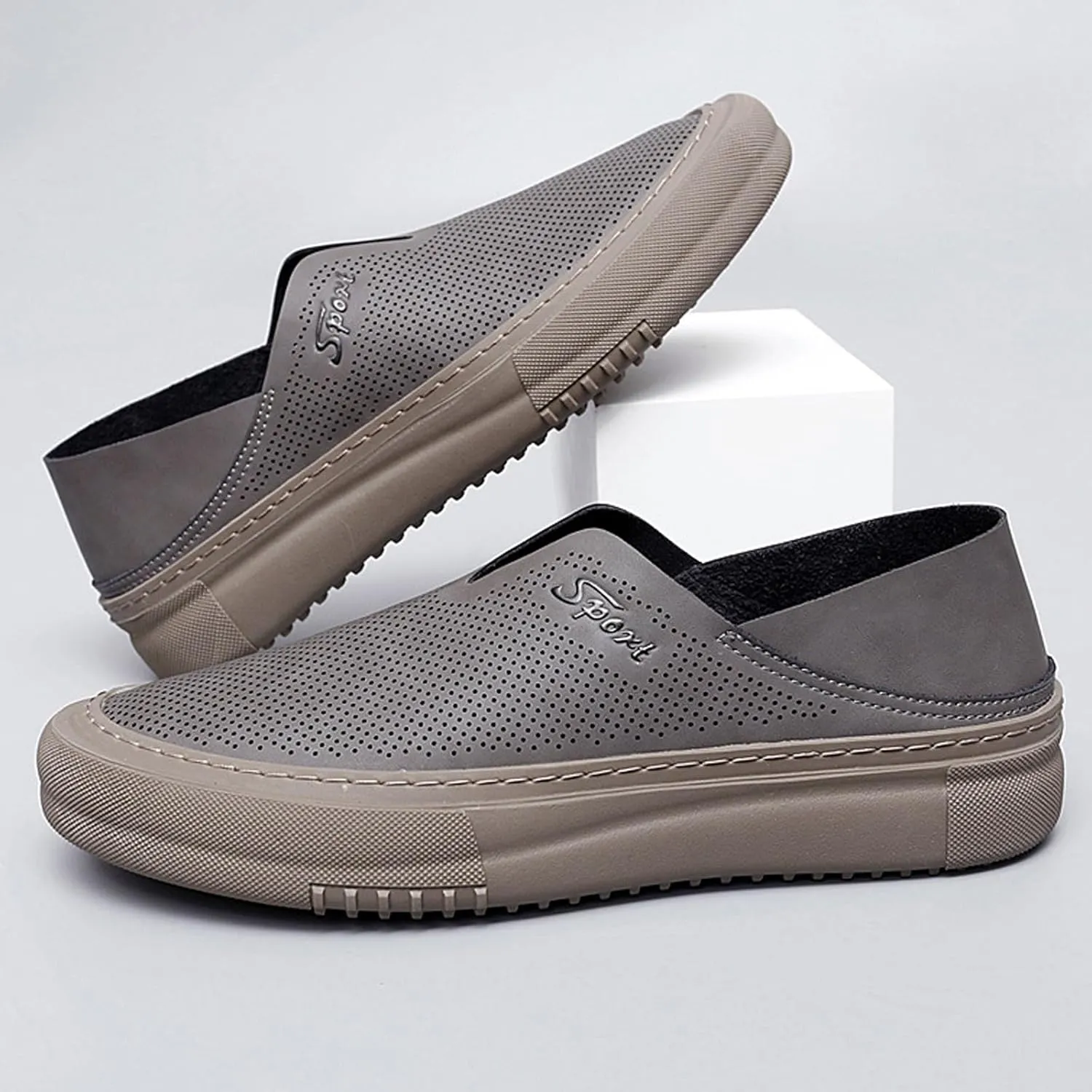 Men's Hollow Soft Sole Slip On Flat Loafers,Handmade Stitching Fashion Casual Outdoor Breathable Lightweight Driving Dress Shoe,Moccasin Cutout Flats