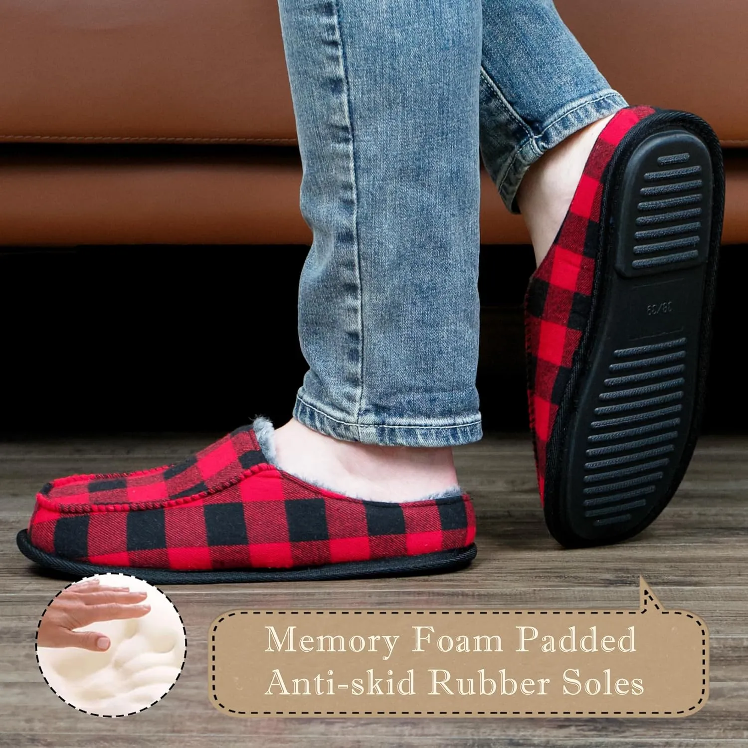 Men's House Slippers, Cozy Non-slip Home Shoes, Warm Comfy Indoor Outdoor Moccasin Slip Ons, Unique Christmas Gifts
