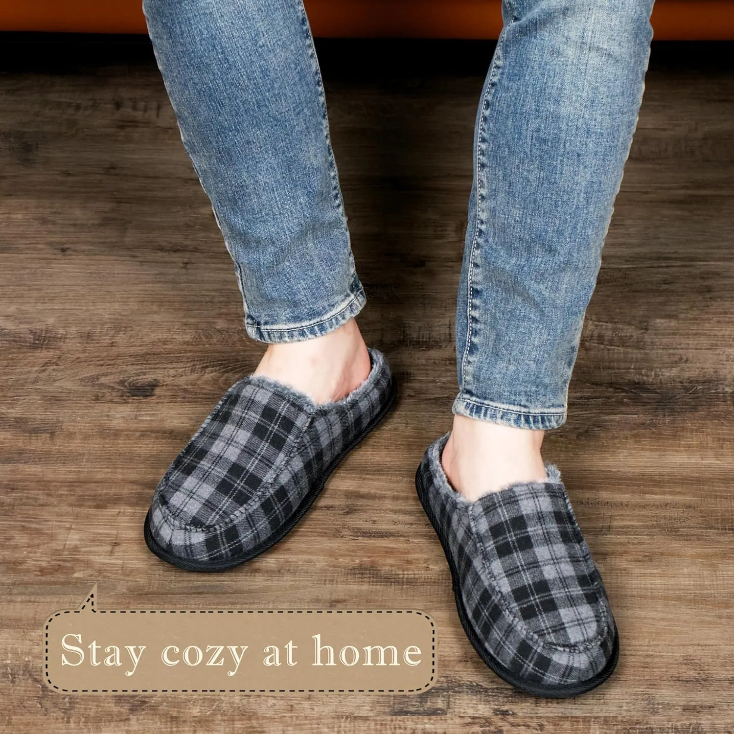 Men's House Slippers, Cozy Non-slip Home Shoes, Warm Comfy Indoor Outdoor Moccasin Slip Ons, Unique Christmas Gifts