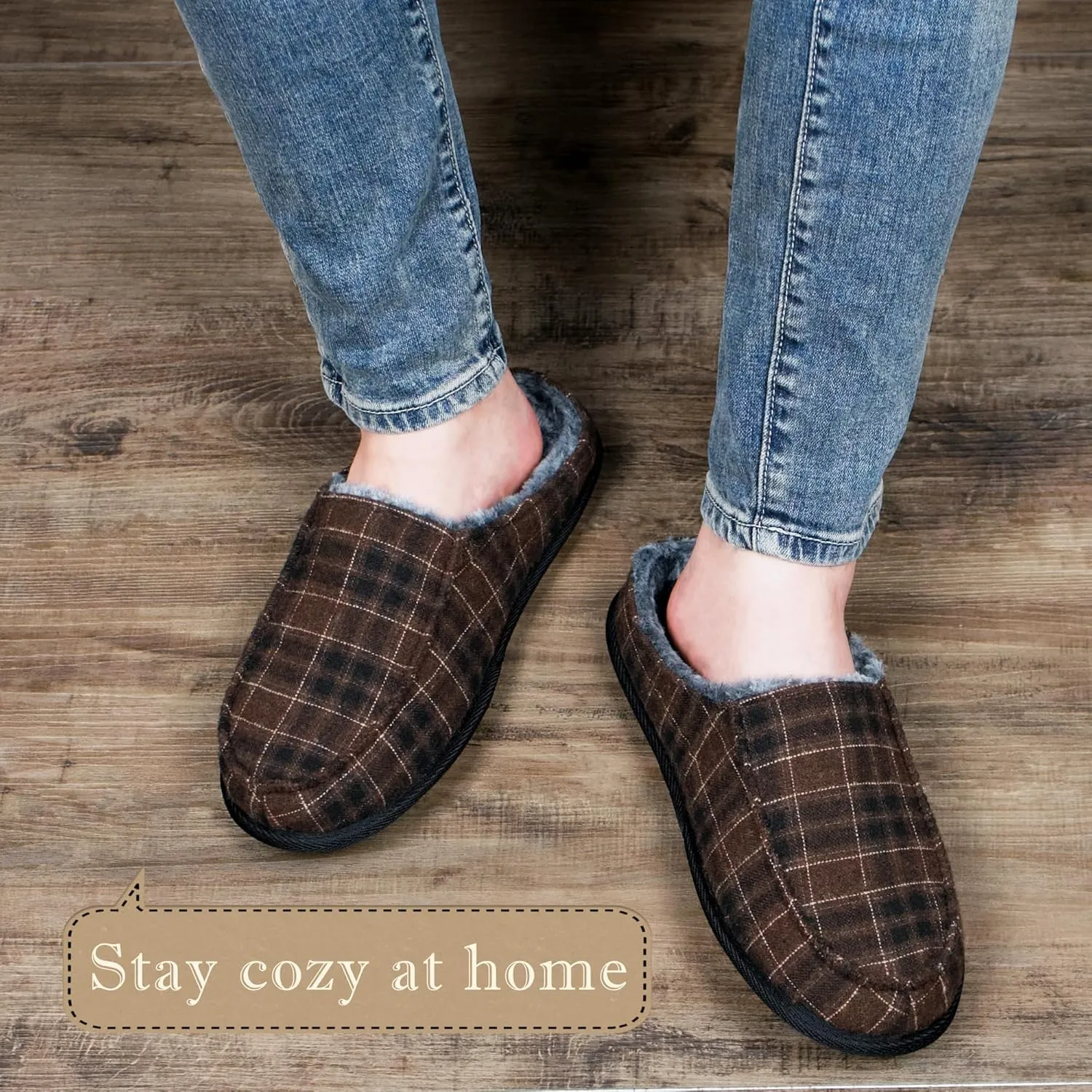 Men's House Slippers, Cozy Non-slip Home Shoes, Warm Comfy Indoor Outdoor Moccasin Slip Ons, Unique Christmas Gifts
