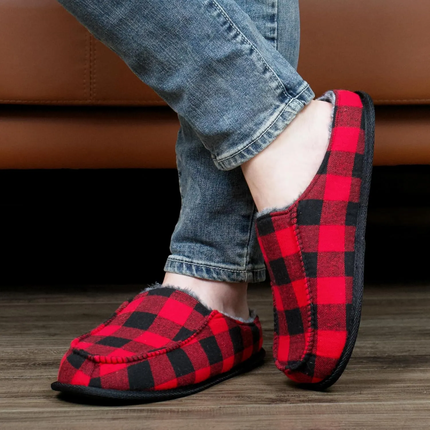 Men's House Slippers, Cozy Non-slip Home Shoes, Warm Comfy Indoor Outdoor Moccasin Slip Ons, Unique Christmas Gifts
