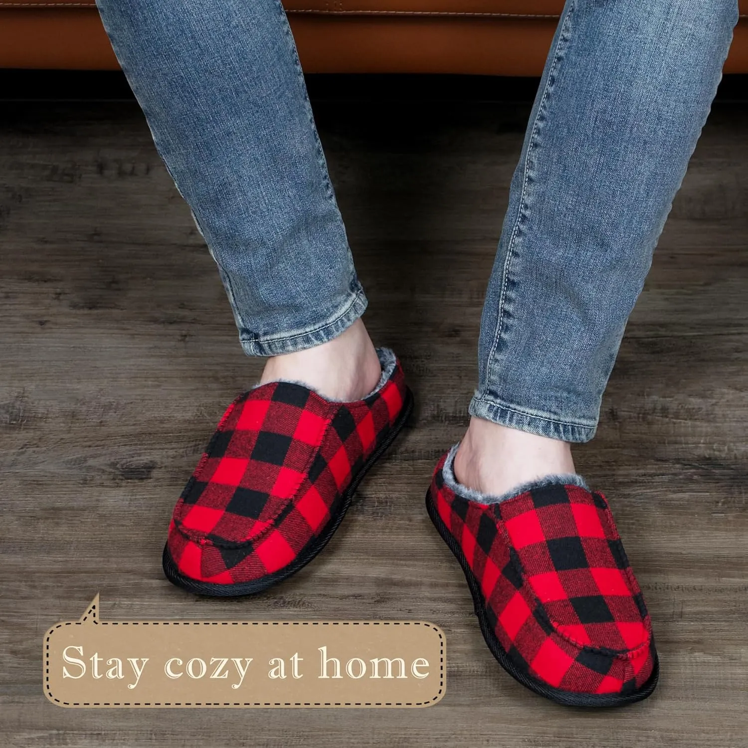 Men's House Slippers, Cozy Non-slip Home Shoes, Warm Comfy Indoor Outdoor Moccasin Slip Ons, Unique Christmas Gifts