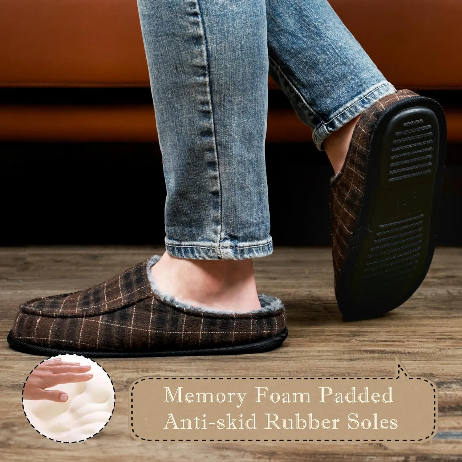 Men's House Slippers, Cozy Non-slip Home Shoes, Warm Comfy Indoor Outdoor Moccasin Slip Ons, Unique Christmas Gifts