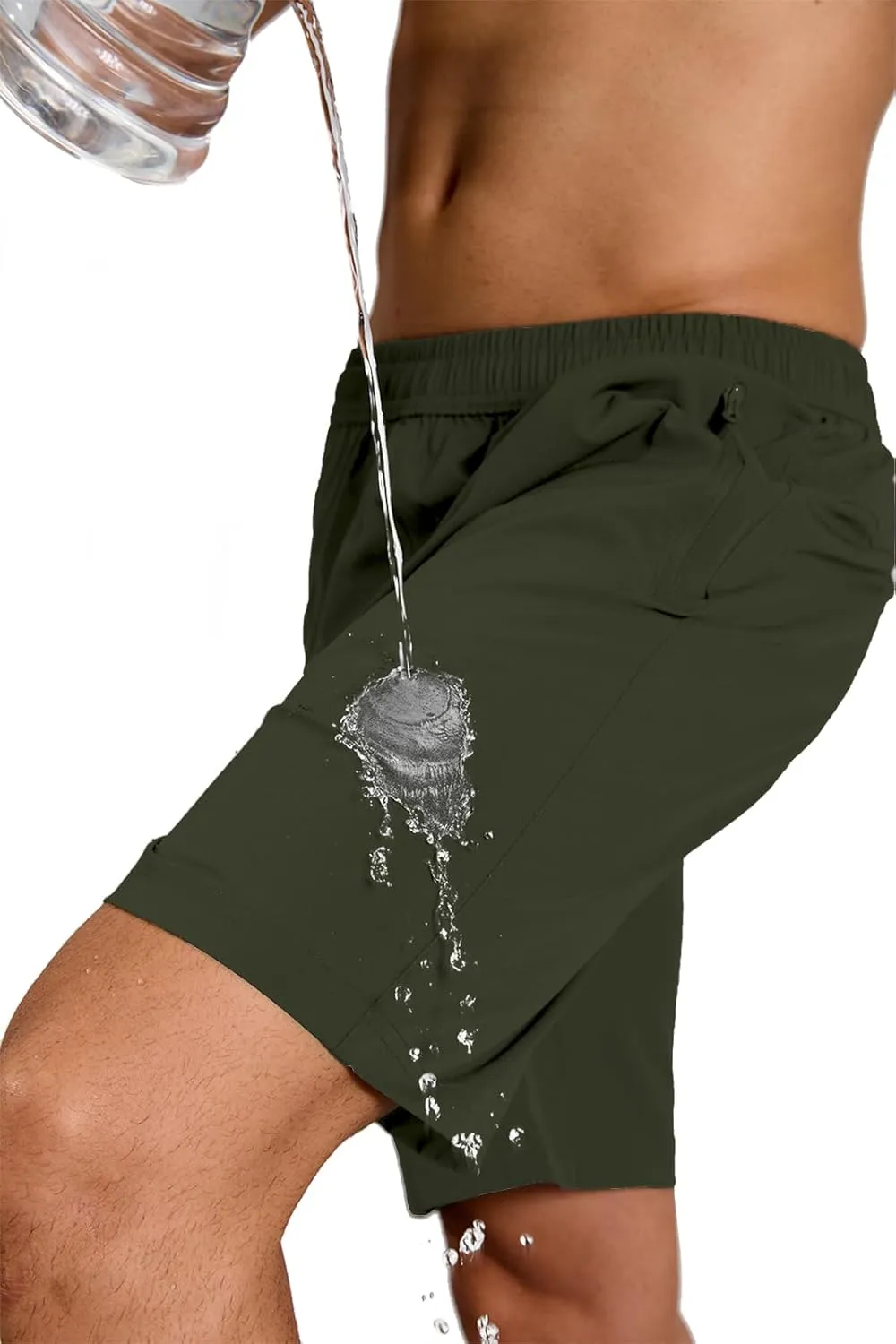 Mens Hybrid Shorts for Running Athletic Hiking Sports Workout Quick Dry Lightweight Breathable with 4 Zipper Pocket