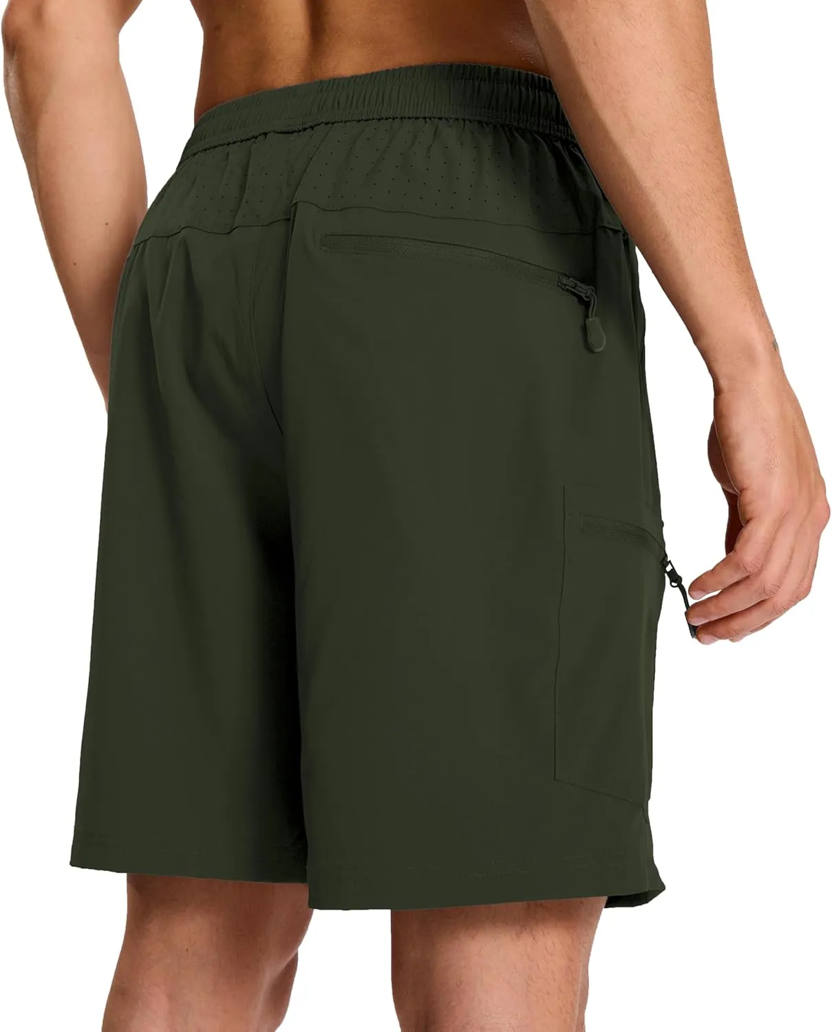 Mens Hybrid Shorts for Running Athletic Hiking Sports Workout Quick Dry Lightweight Breathable with 4 Zipper Pocket
