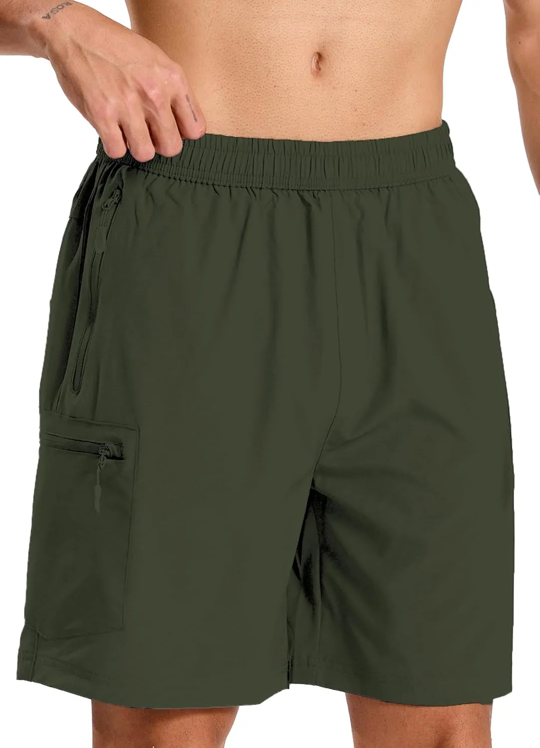 Mens Hybrid Shorts for Running Athletic Hiking Sports Workout Quick Dry Lightweight Breathable with 4 Zipper Pocket