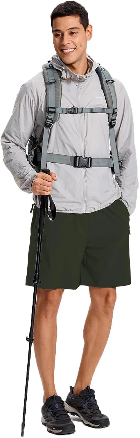 Mens Hybrid Shorts for Running Athletic Hiking Sports Workout Quick Dry Lightweight Breathable with 4 Zipper Pocket