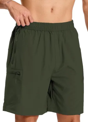 Mens Hybrid Shorts for Running Athletic Hiking Sports Workout Quick Dry Lightweight Breathable with 4 Zipper Pocket