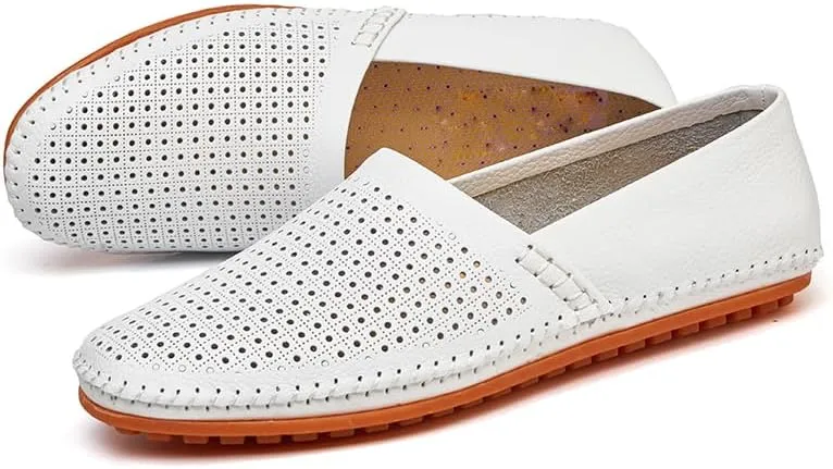 Men's Leather Loafer Flats Lightweight Casual Slip On Shoes for Walking Driving Dress