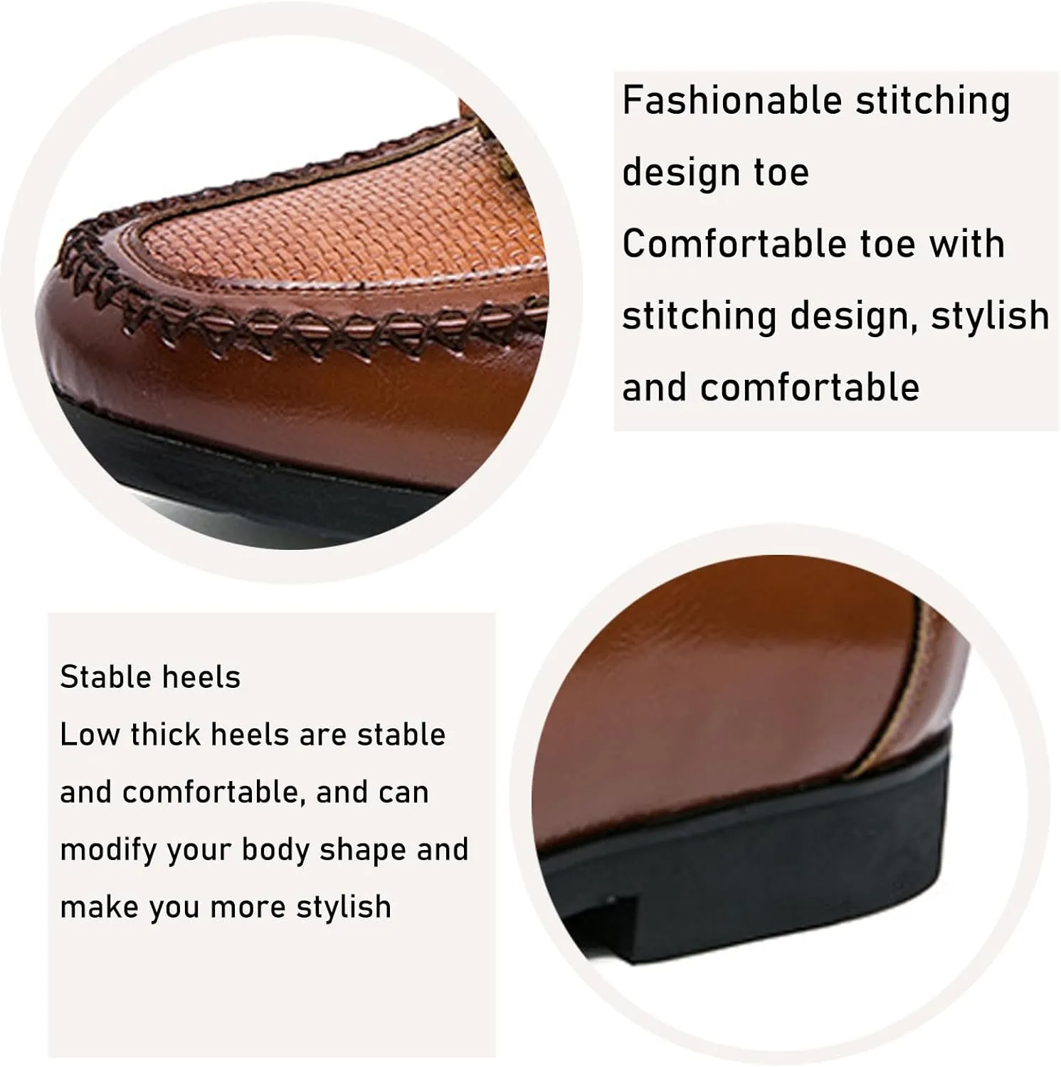 Men's Leather Tassel Decorated Low Heel Formal Loafers Retro Round Toe Printed Non-Slip Slip-On Business Flat Moccasin Shoes