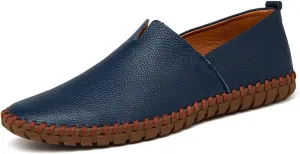 Men's Lightweight Casual Genuine Leather Slip On Penny Loafer Flats Soft Driving Walking Shoes