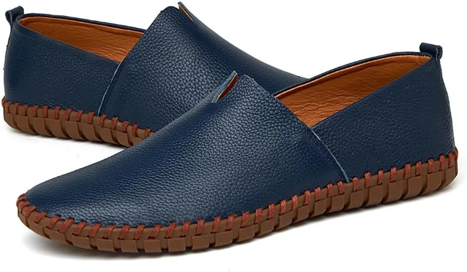 Men's Lightweight Casual Genuine Leather Slip On Penny Loafer Flats Soft Driving Walking Shoes