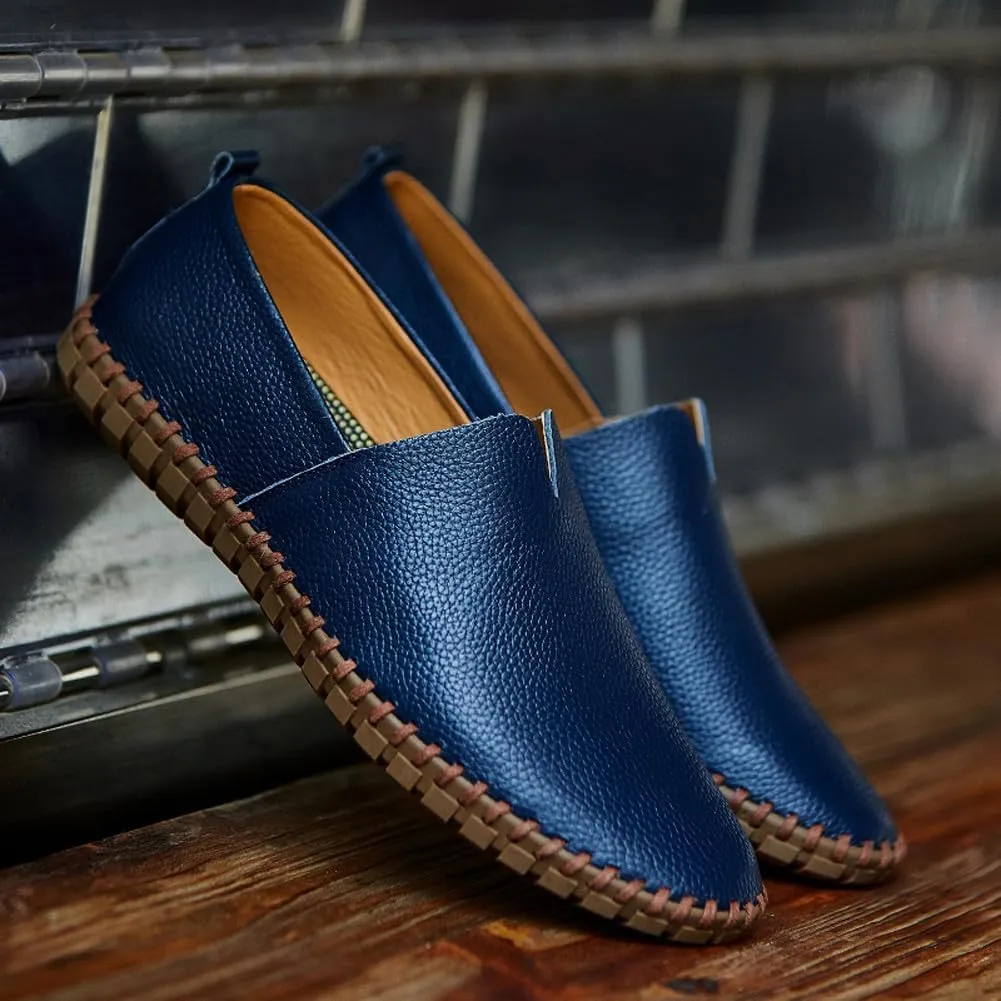 Men's Lightweight Casual Genuine Leather Slip On Penny Loafer Flats Soft Driving Walking Shoes