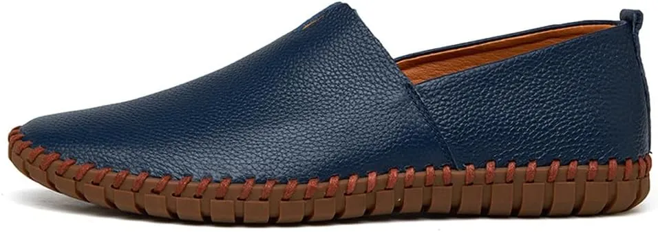 Men's Lightweight Casual Genuine Leather Slip On Penny Loafer Flats Soft Driving Walking Shoes