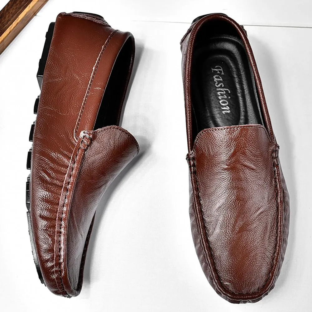 Men's Lightweight Soft Casual Genuine Leather Penny Loafer Flats Slip On Driving Walking Shoes