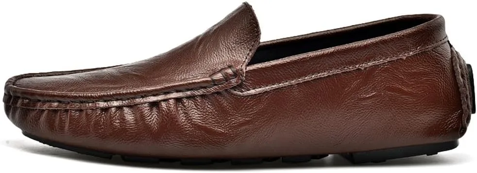 Men's Lightweight Soft Casual Genuine Leather Penny Loafer Flats Slip On Driving Walking Shoes