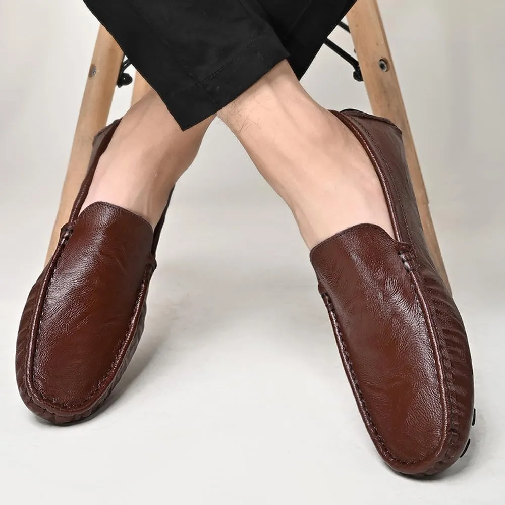 Men's Lightweight Soft Casual Genuine Leather Penny Loafer Flats Slip On Driving Walking Shoes
