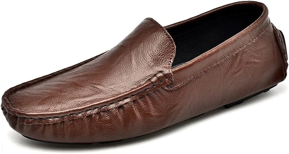 Men's Lightweight Soft Casual Genuine Leather Penny Loafer Flats Slip On Driving Walking Shoes