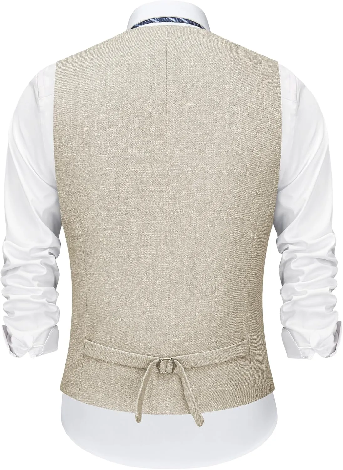 Men’s Linen Suit Slim Fit 2 Piece Lightweight Summer Suits Wedding Vest Pants Set with Pocket Square