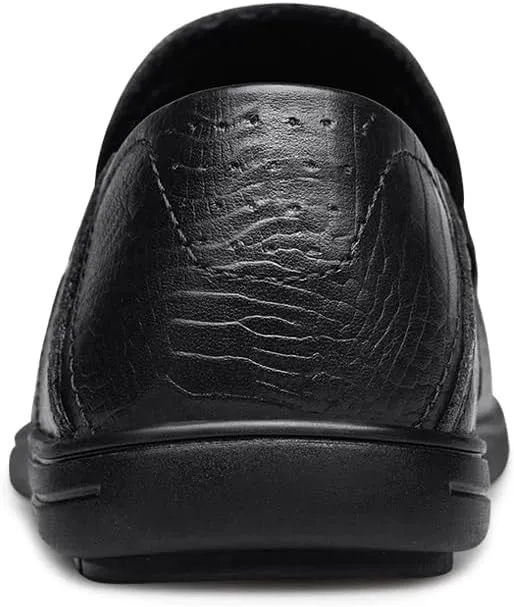 Men's Loafers Round Toe Leather Crocodile Print Loafer Shoes Lightweight Comfortable Anti-Slip Outdoor Slip-on