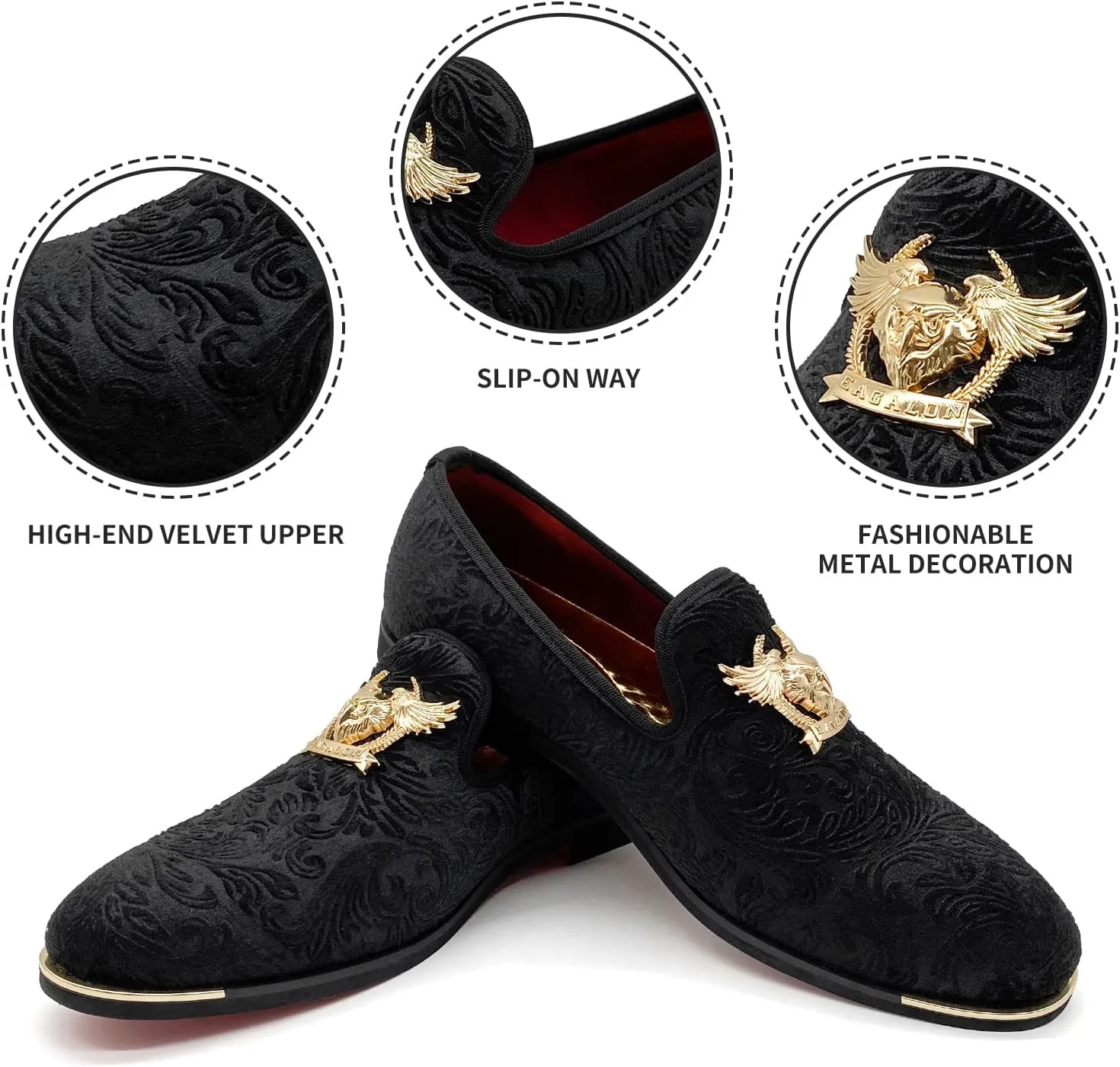 Men's Loafers Vintage Slip on Suede Dress Shoes Velvet Dress Loafers Size 7-13
