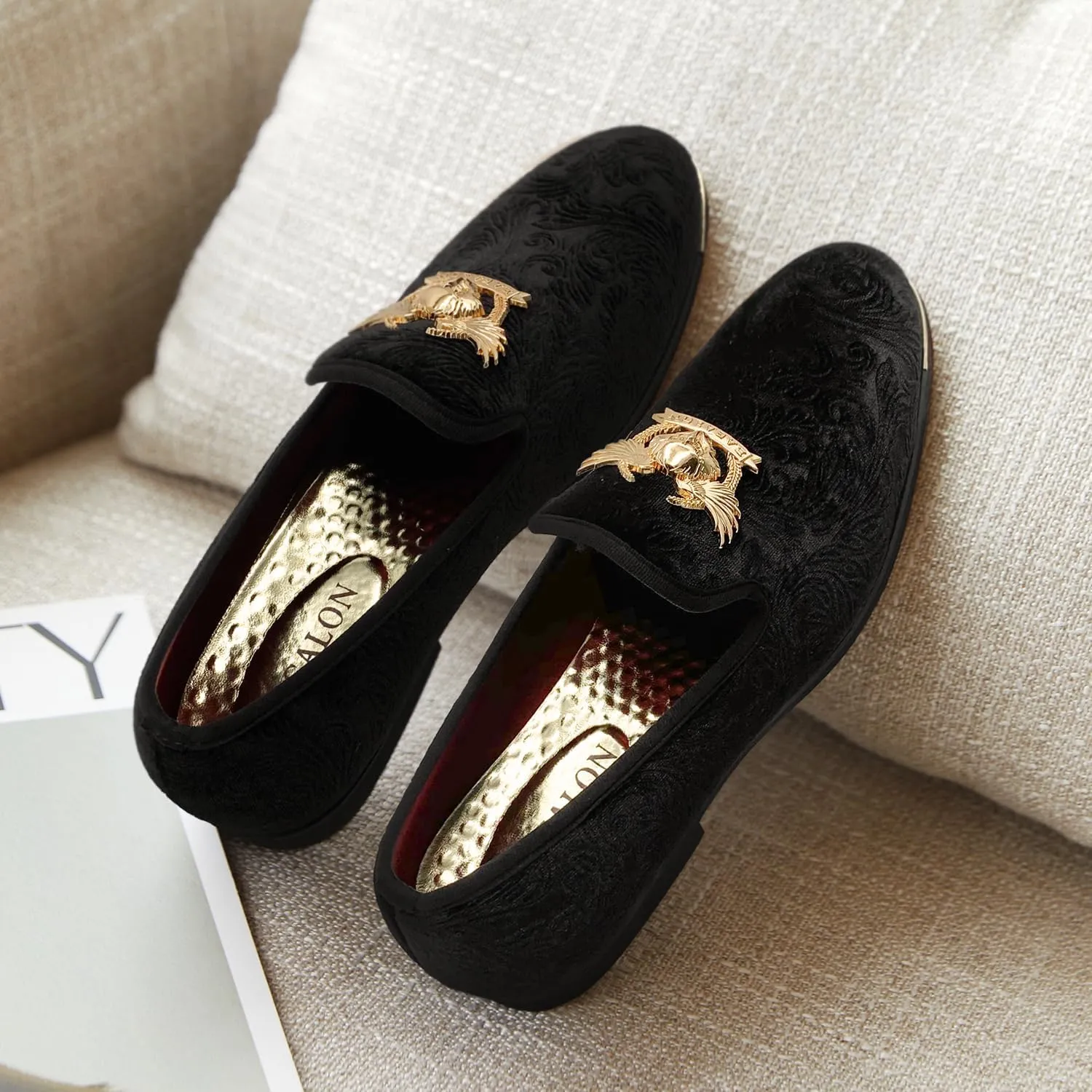 Men's Loafers Vintage Slip on Suede Dress Shoes Velvet Dress Loafers Size 7-13
