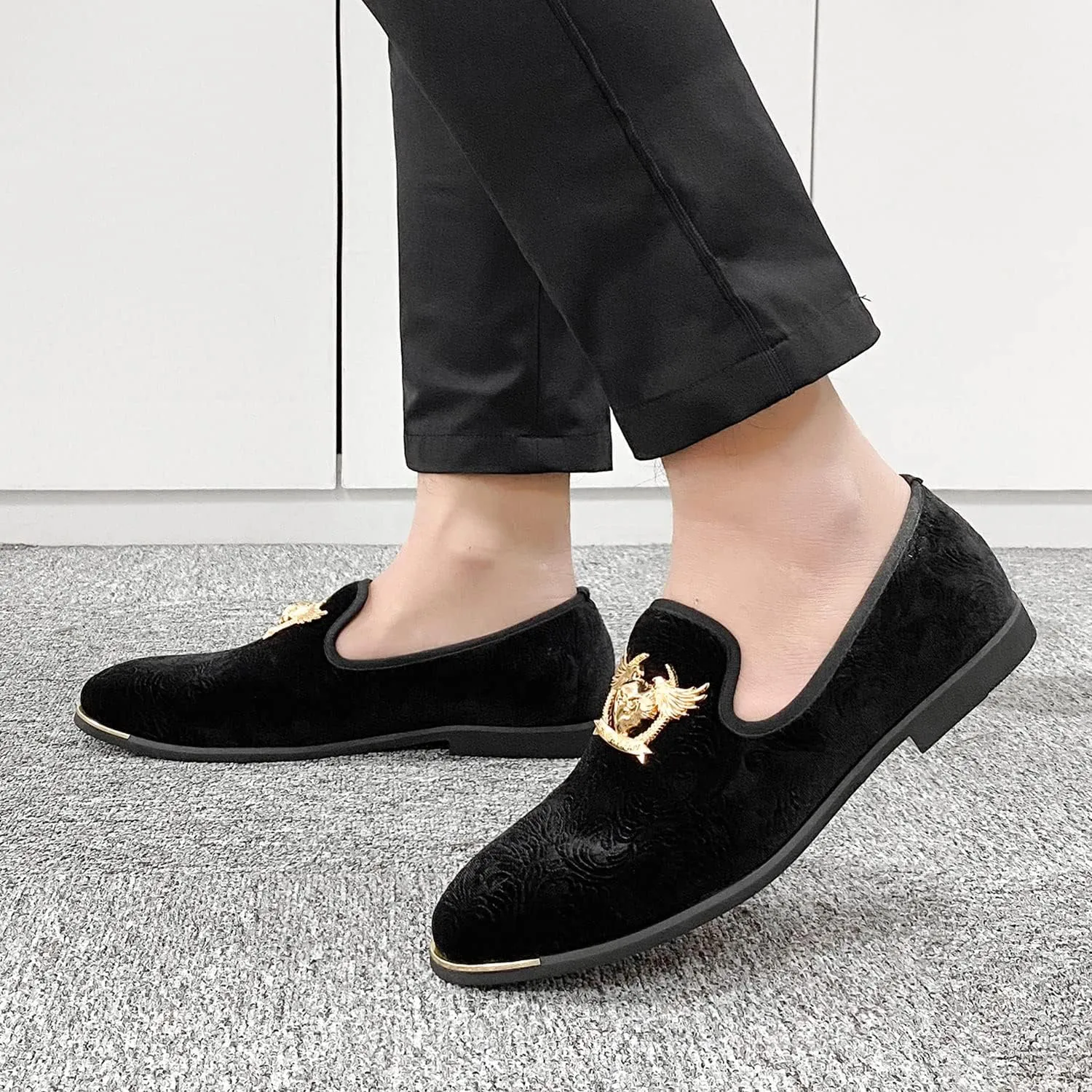 Men's Loafers Vintage Slip on Suede Dress Shoes Velvet Dress Loafers Size 7-13