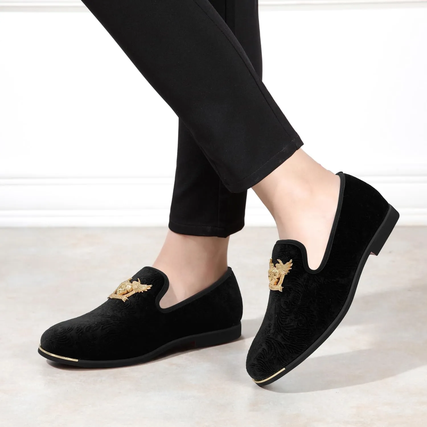 Men's Loafers Vintage Slip on Suede Dress Shoes Velvet Dress Loafers Size 7-13