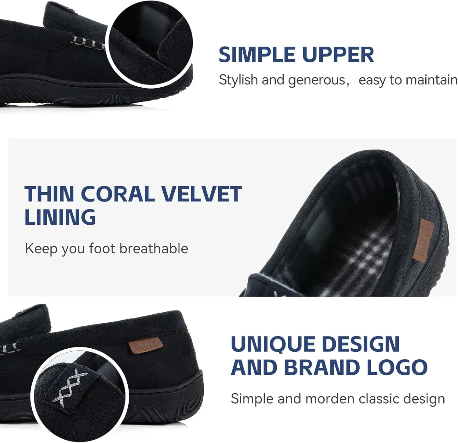 Men's Moccasin House Slippers - Memory Foam Indoor Outdoor Shoes Breathable Slip-on Loafers