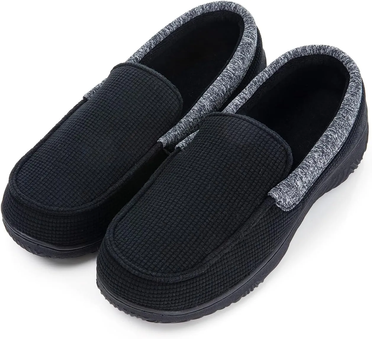 Men's Moccasin House Slippers - Memory Foam Indoor Outdoor Shoes Breathable Slip-on Loafers