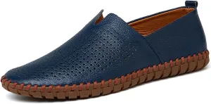 Men's Retro Hand-Stitched Leather Soft-Soled Loafers Fashion Casual Comfortable Soft Non-Slip Walking Shoes